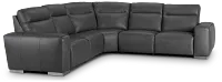 Elba Dark Gray Leather Small Dual Power Reclining Two-arm Sectional