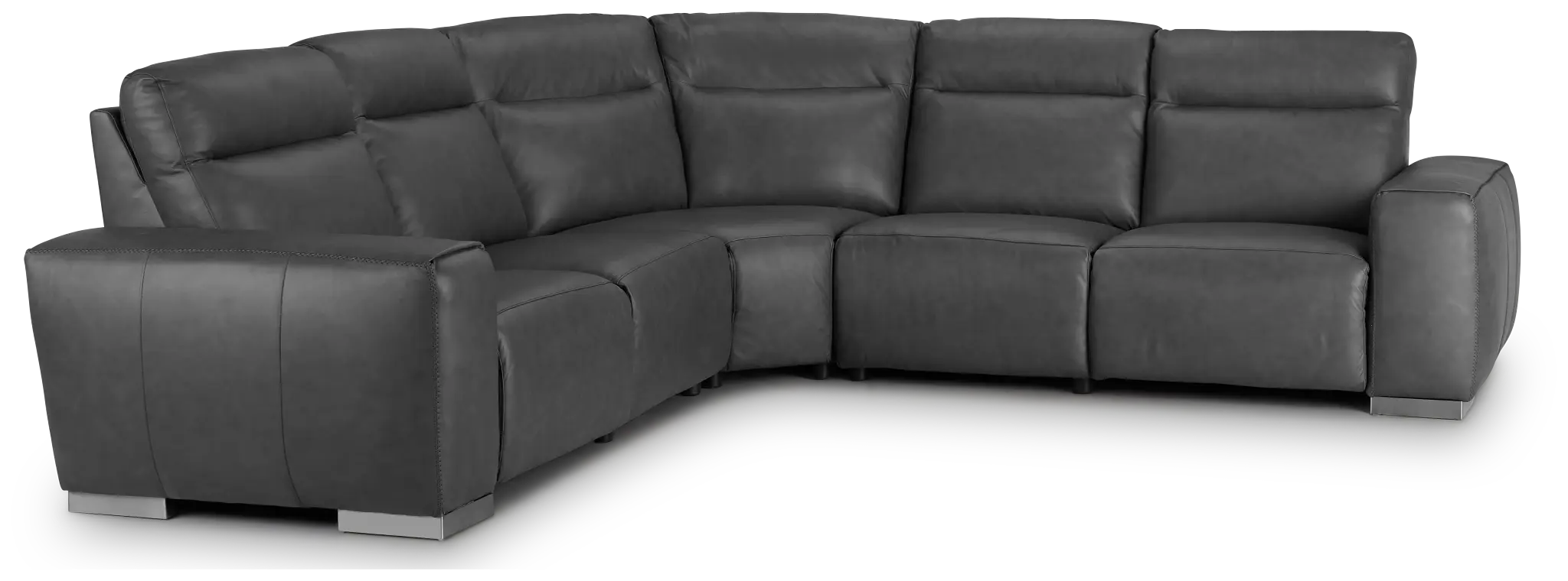 Elba Dark Gray Leather Small Dual Power Reclining Two-arm Sectional Elba Dark Gray Leather Small Dual Power Reclining Two-arm Sectional