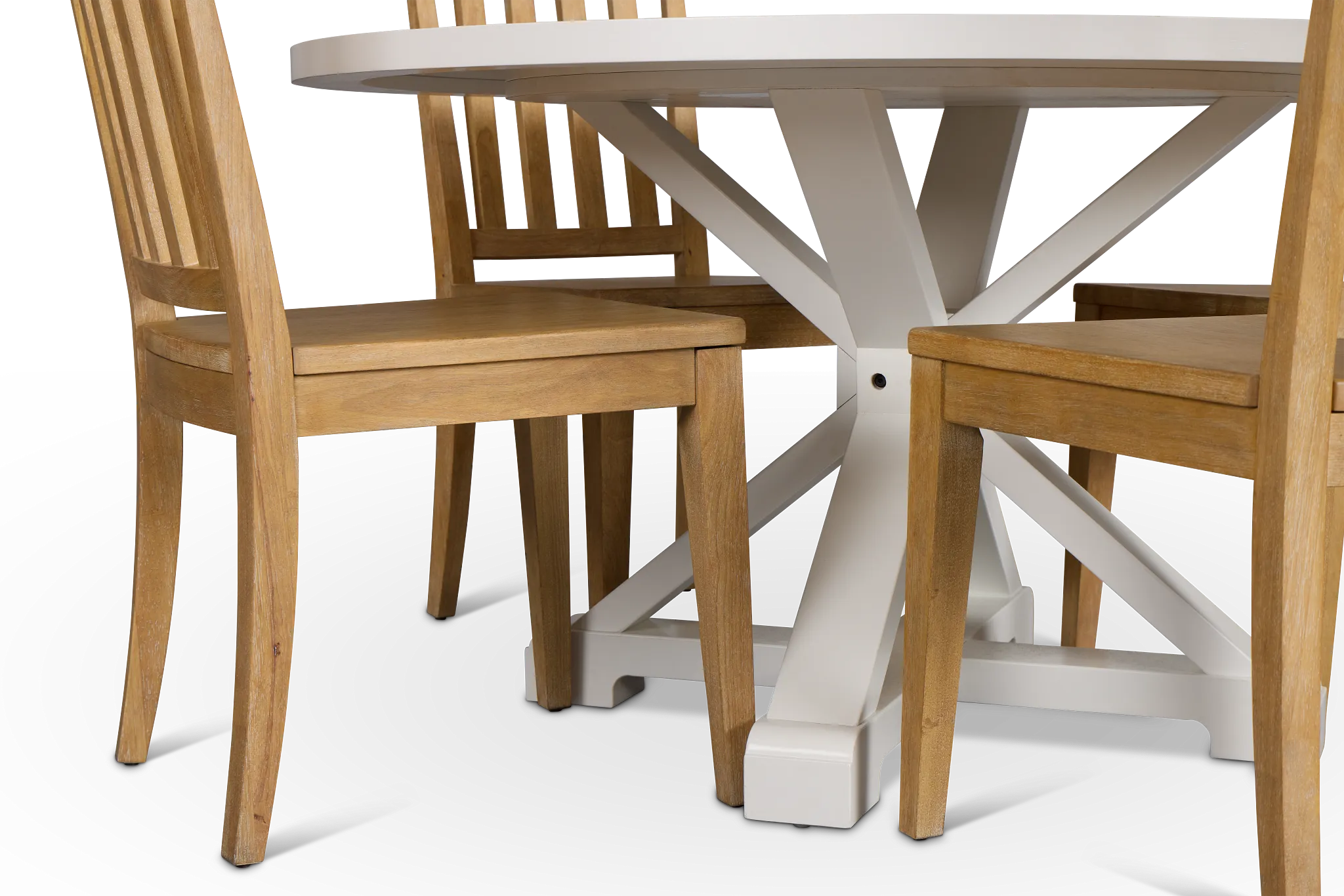 Nantucket White Round Table & 4 Light Tone Chairs