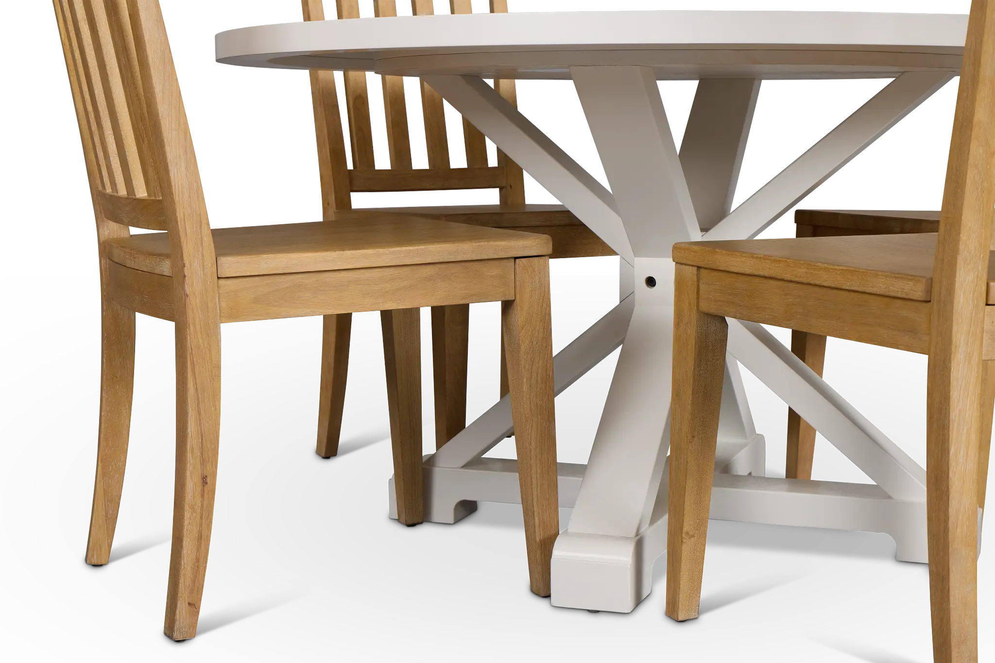 Nantucket White Round Table & 4 Light Tone Chairs Nantucket White Round Table & 4 Light Tone Chairs
