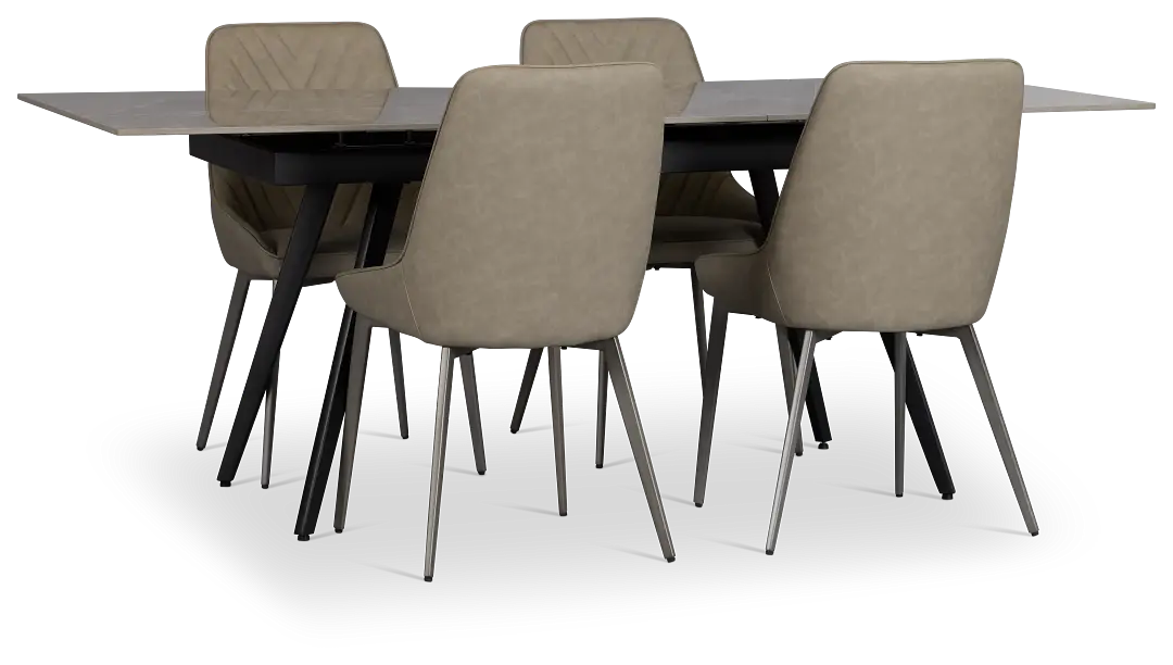 Maricopa Gray Extension Table & 4 Light Gray Upolstered Chairs Maricopa Gray Extension Table & 4 Light Gray Upolstered Chairs