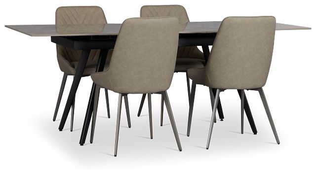 Maricopa Gray Extension Table & 4 Light Gray Upolstered Chairs