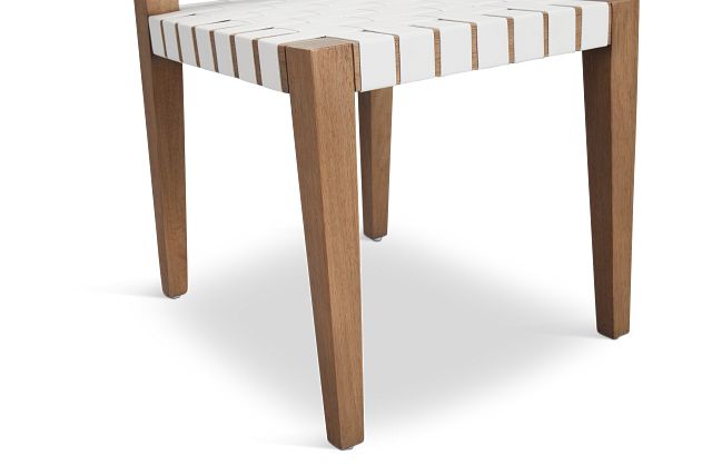 Haven White Woven Leather Side Chair