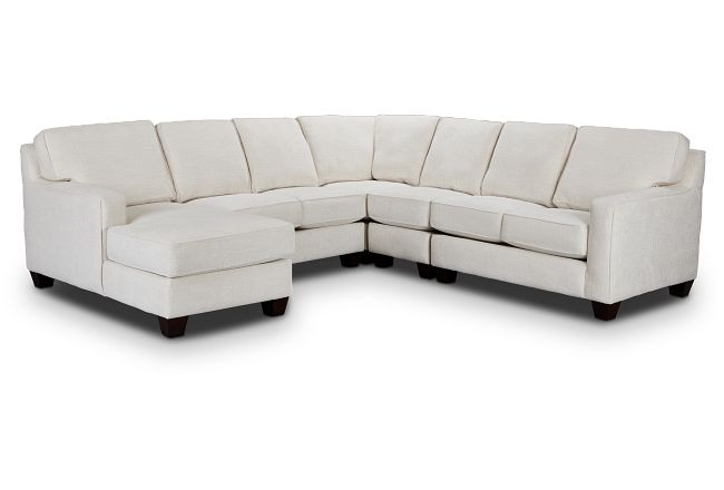 Andie White Fabric Large Left Chaise Sectional