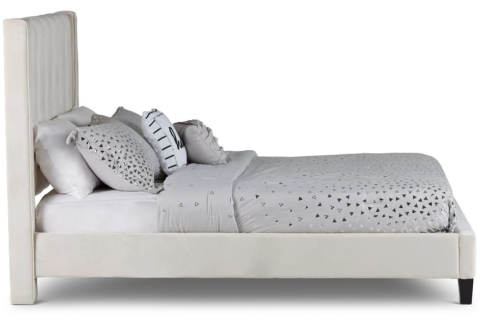 Audrey Beige Velvet Platform Bed