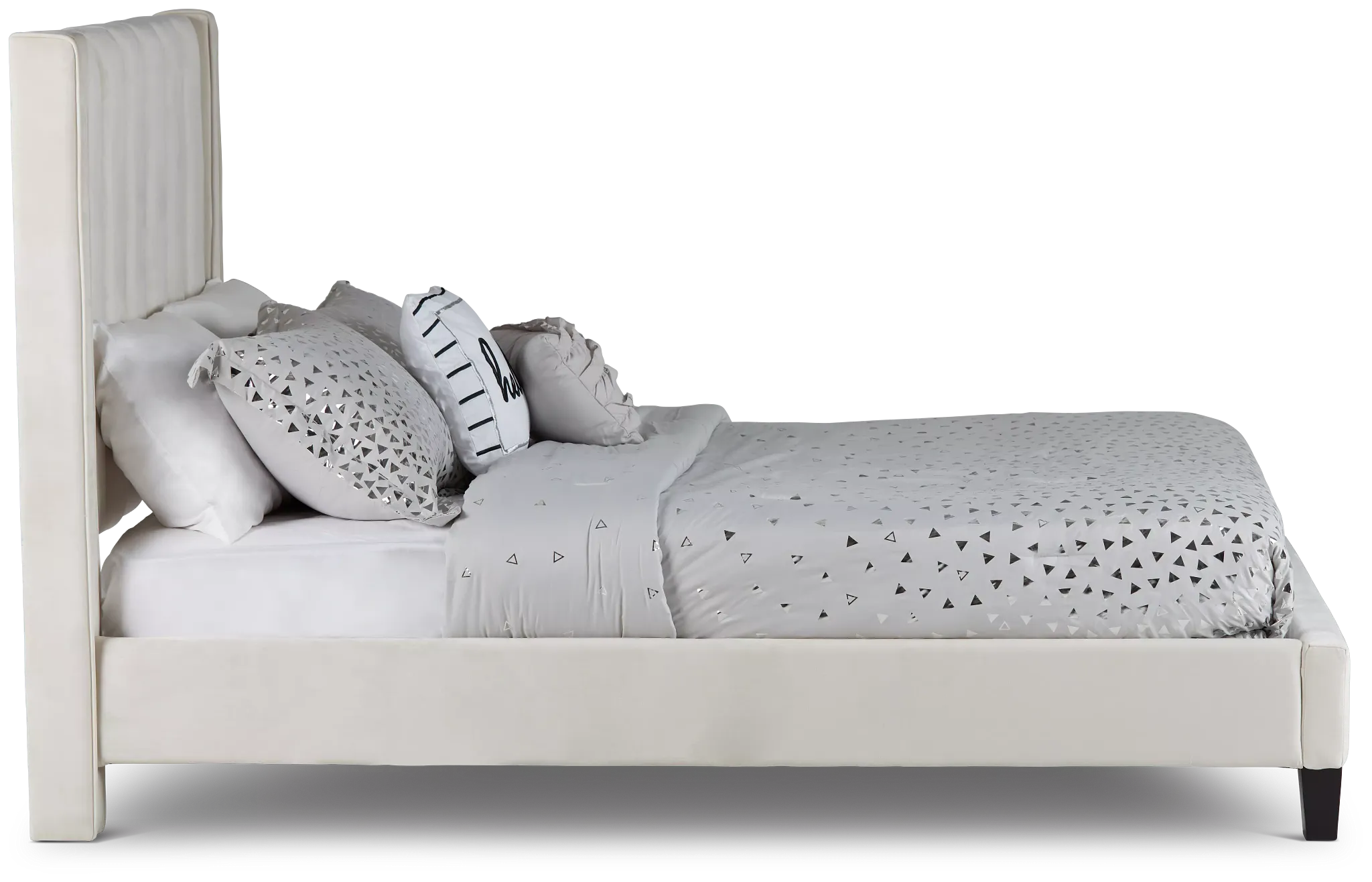 Audrey Beige Velvet Platform Bed