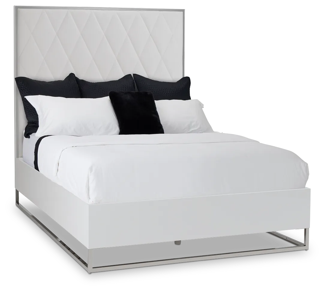 Miami White Uph Platform Bed