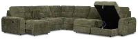 Hendrix Green Fabric Large Dual Power Right Extension Chaise Sectional