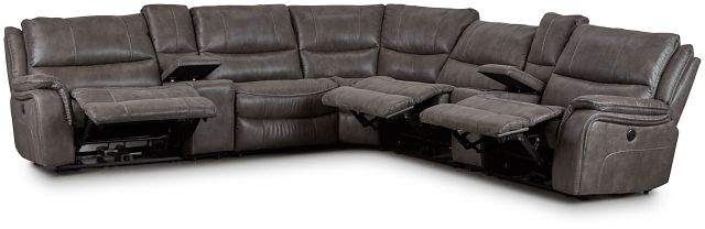 Dober Dark Gray Micro Large Triple Power Reclining Two-arm Sectional (2)