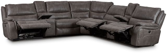 Dober Dark Gray Micro Large Triple Power Reclining Two-arm Sectional