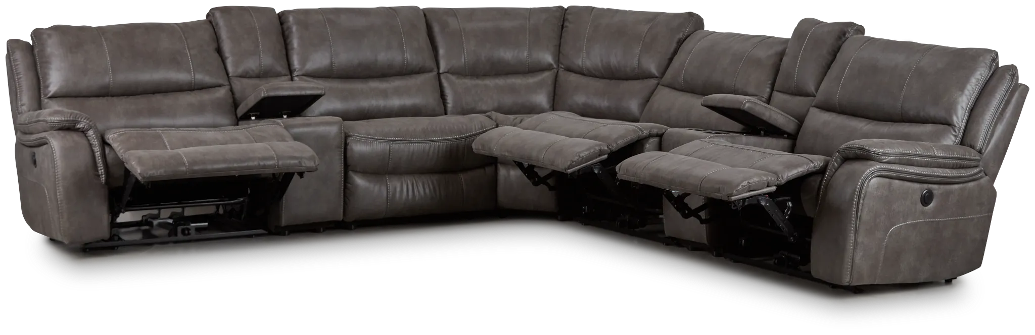 Dober Dark Gray Micro Large Triple Power Reclining Two-arm Sectional