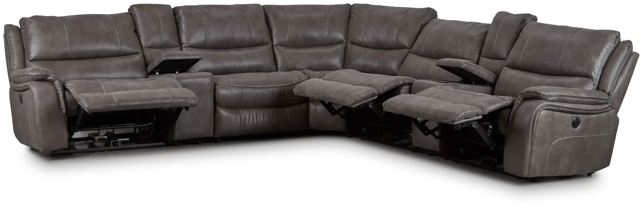 Dober Dark Gray Micro Large Triple Power Reclining Two-arm Sectional Dober Dark Gray Micro Large Triple Power Reclining Two-arm Sectional