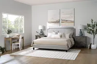 Whitney Light Gray Uph Platform Bed