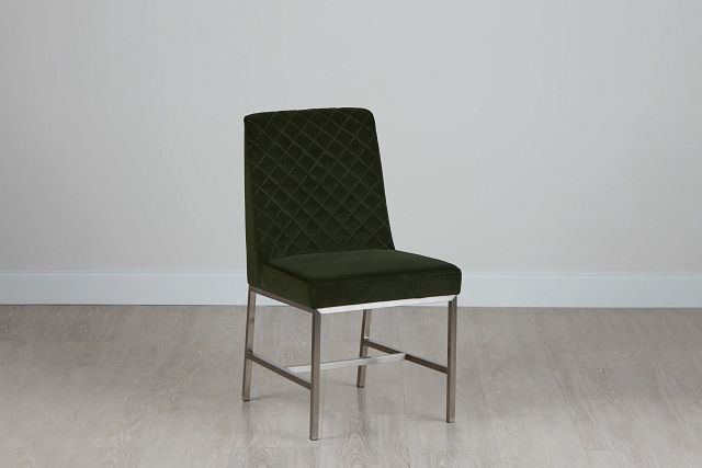 Caspia Dark Green Velvet Upholstered Side Chair