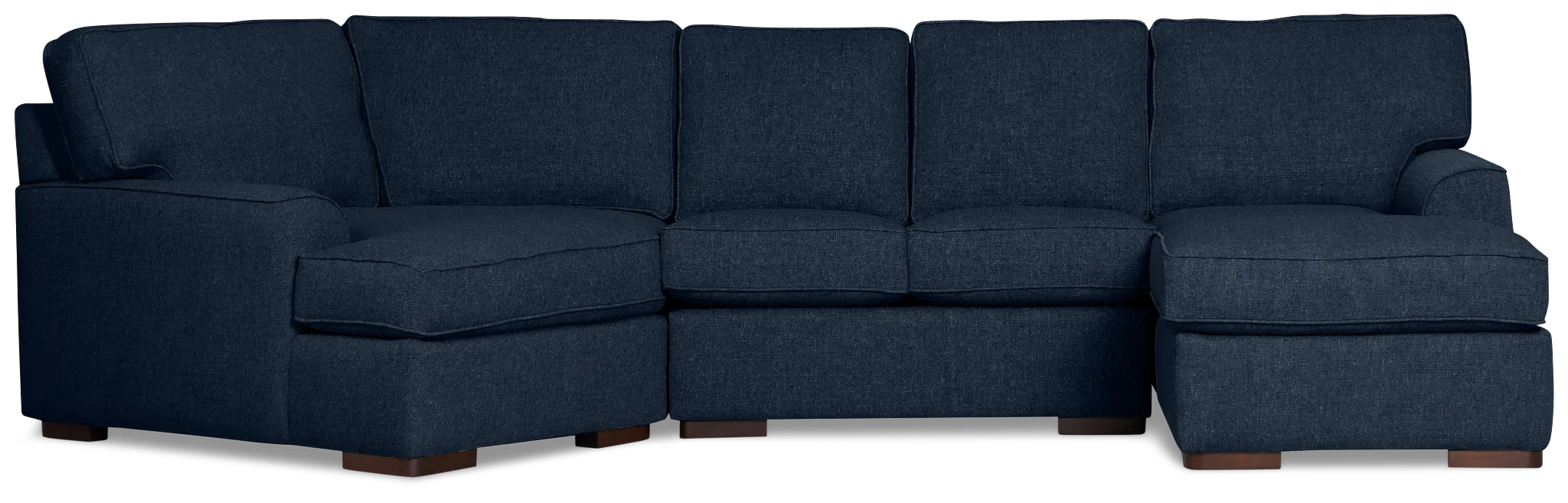 Sinclair Dark Blue Fabric Right Chaise Cuddler Sectional