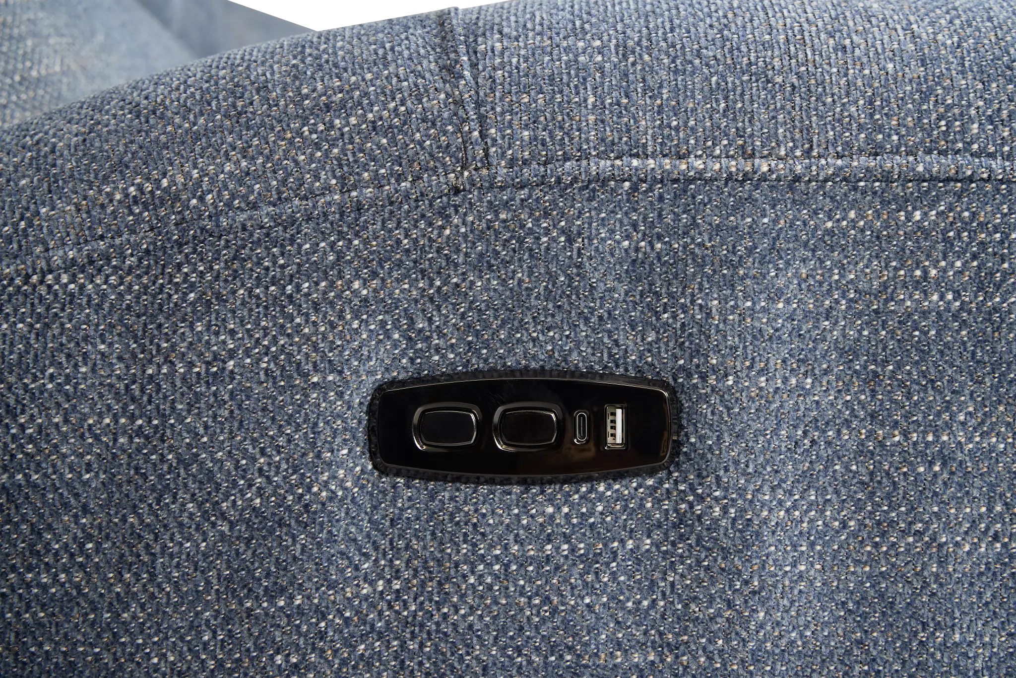 Walker Blue Fabric Small Two-arm Power Reclining Sectional Walker Blue Fabric Small Two-arm Power Reclining Sectional