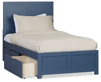 Charleston Dark Blue Panel Bed With 2 Storage Drawers