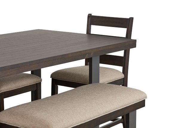 Sawyer Dark Tone High Table, 4 Barstools & High Bench (6)