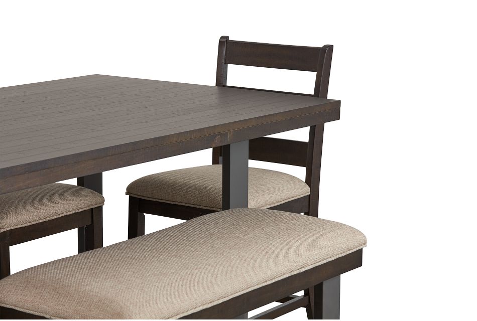 Sawyer Dark Tone High Table, 4 Barstools & High Bench