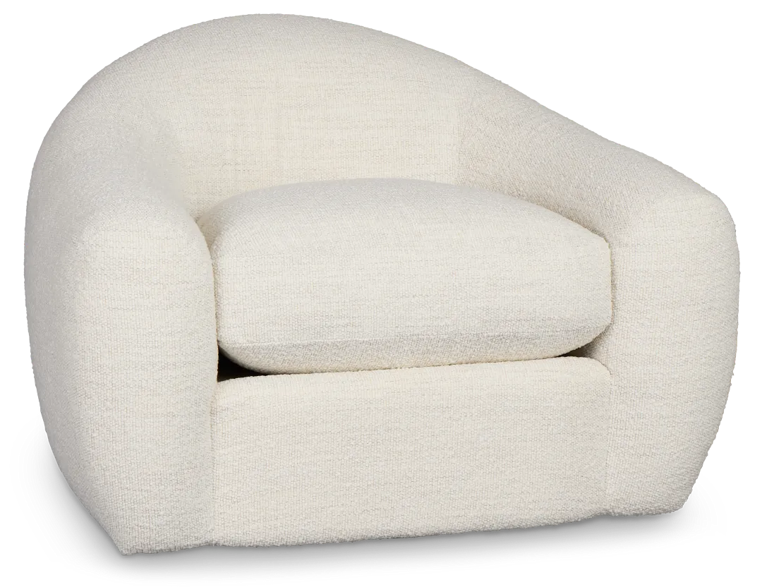 Kaya White Fabric Swivel Chair