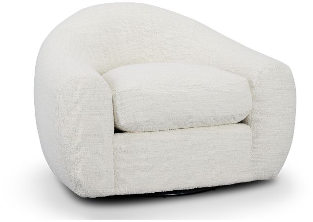Kaya White Fabric Swivel Chair
