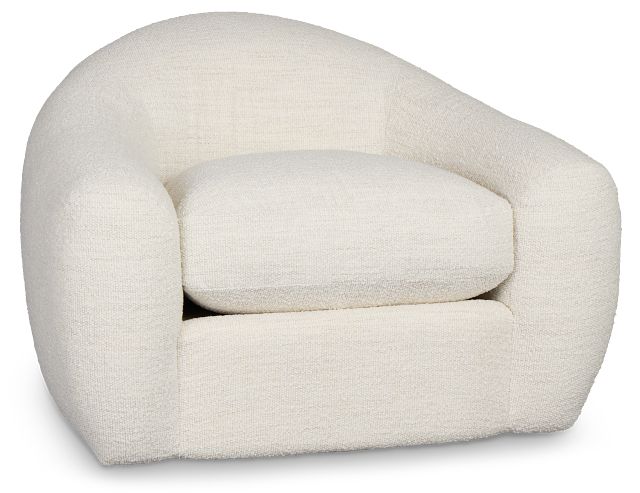 Kaya White Fabric Swivel Chair