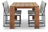 Linear Dark Gray 70" Teak Table & 4 Cushioned Side Chairs