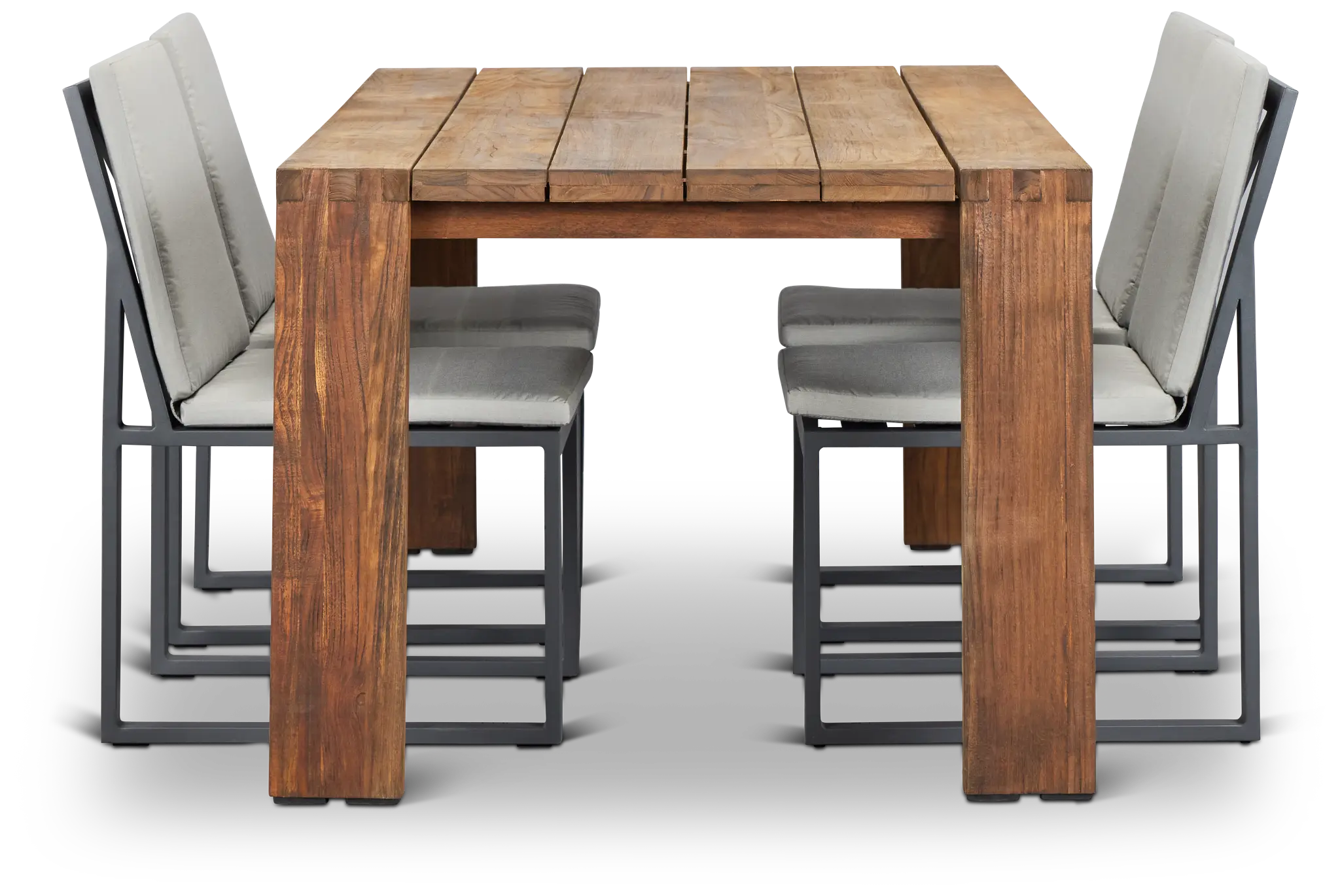 Linear Dark Gray 70" Teak Table & 4 Cushioned Side Chairs Linear Dark Gray 70" Teak Table & 4 Cushioned Side Chairs