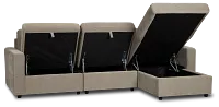 Addie Gray Fabric Right Chaise Storage Sectional