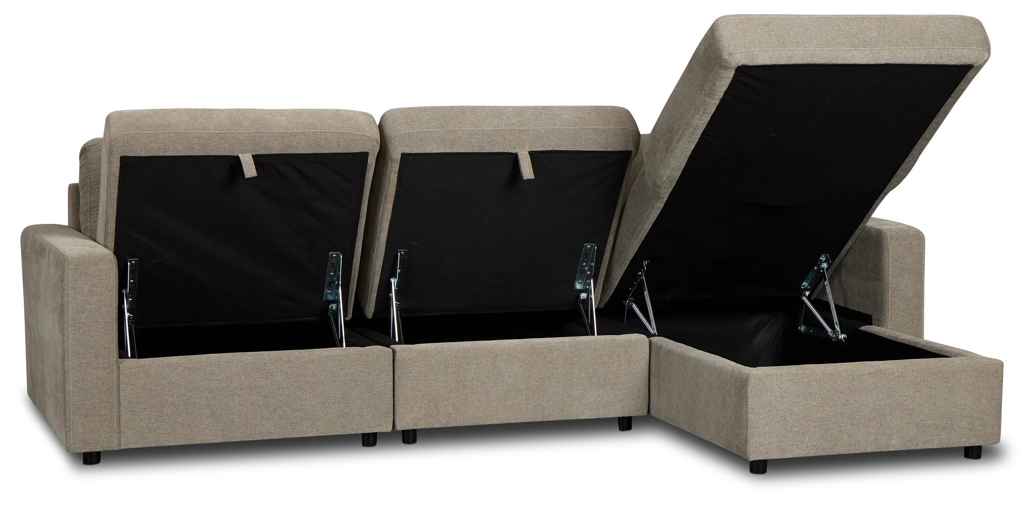 Addie Gray Fabric Right Chaise Storage Sectional