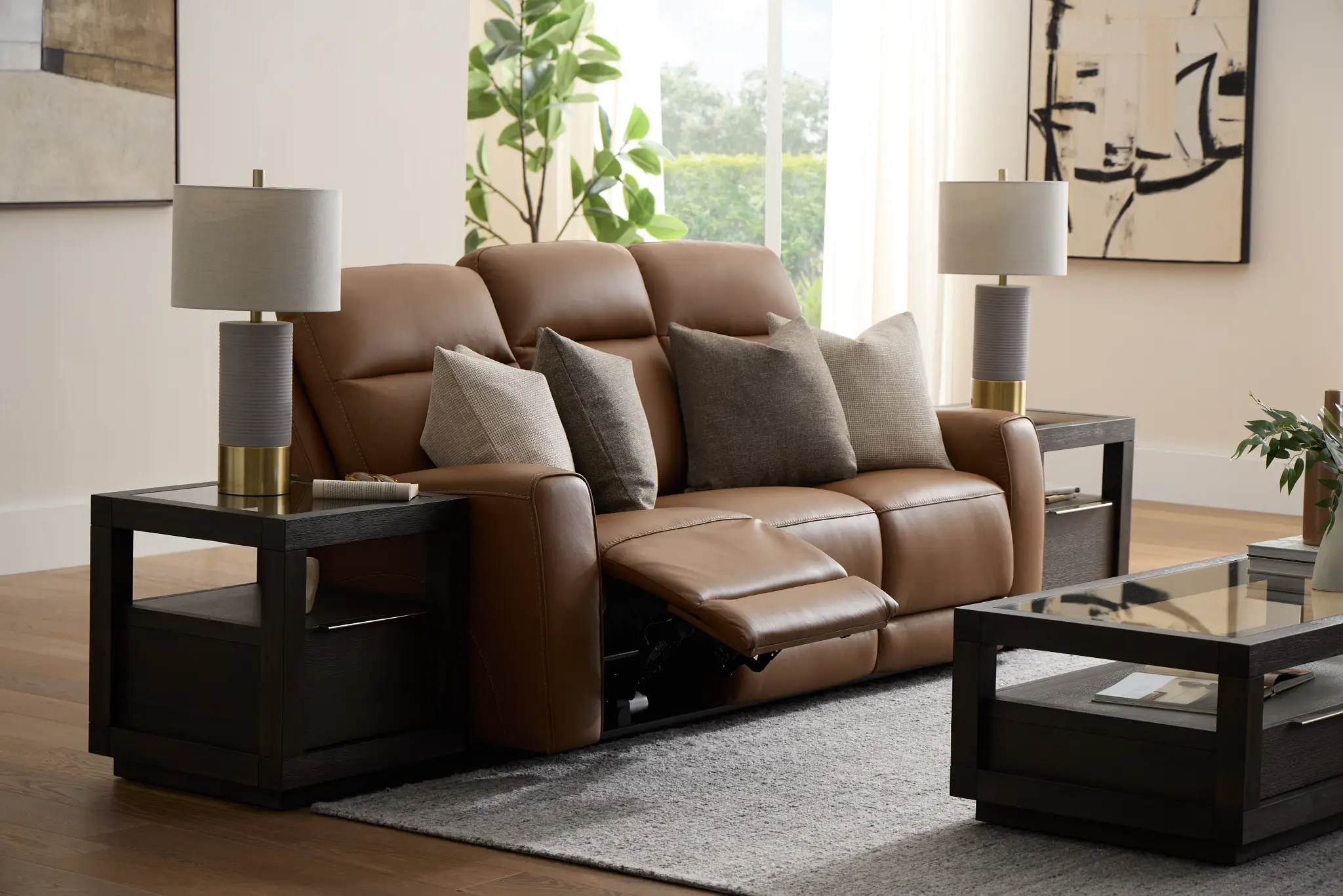 Belmont Medium Brown Lthr/vinyl Power Reclining Sofa Belmont Medium Brown Lthr/vinyl Power Reclining Sofa