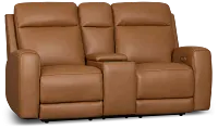 Flexsteel Belmont Medium Brown Lthr/vinyl Power Reclining Loveseat