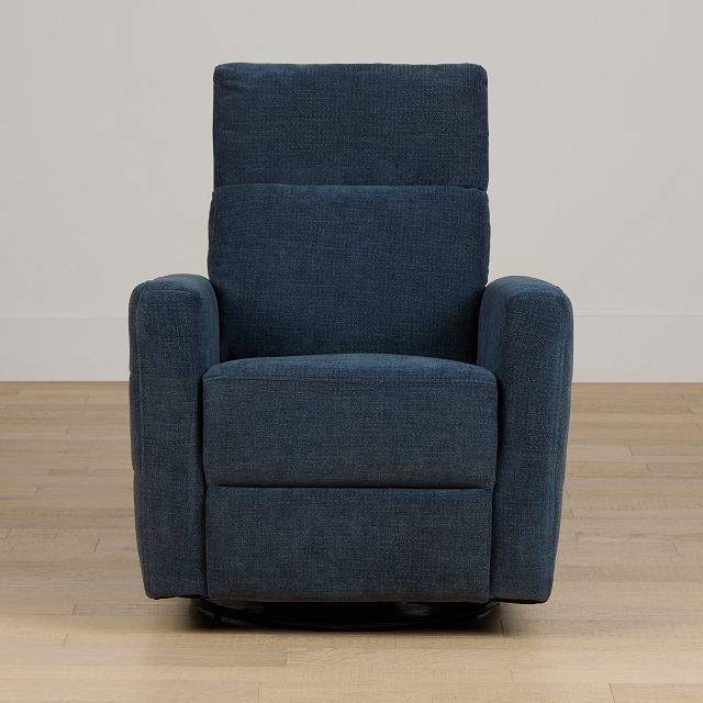 Rae Dark Blue Fabric Power Swivel Glider Recliner