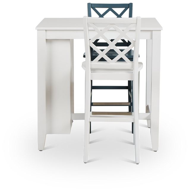 Edgartown White Storage High Table & Mixed Barstools