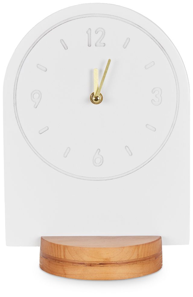 Slope White Wood Table Clock