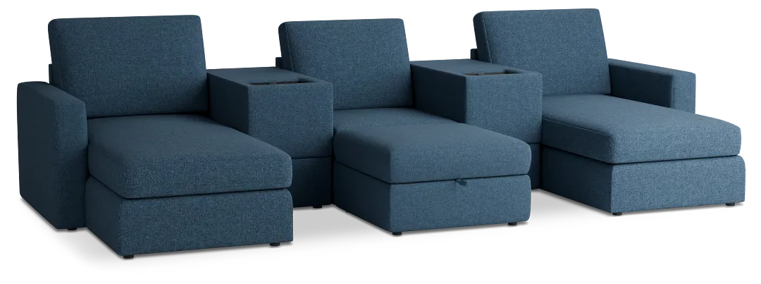 Citymod Blue Fabric 6-piece Home Theater With Media Consoles