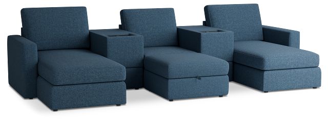 Citymod Blue Fabric 6-piece Home Theater With Media Consoles