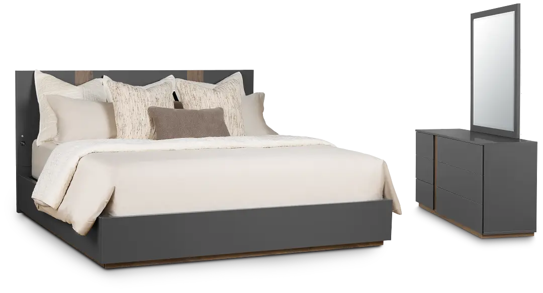 Brasilia Gray Platform Bedroom With Speaker Brasilia Gray Platform Bedroom With Speaker