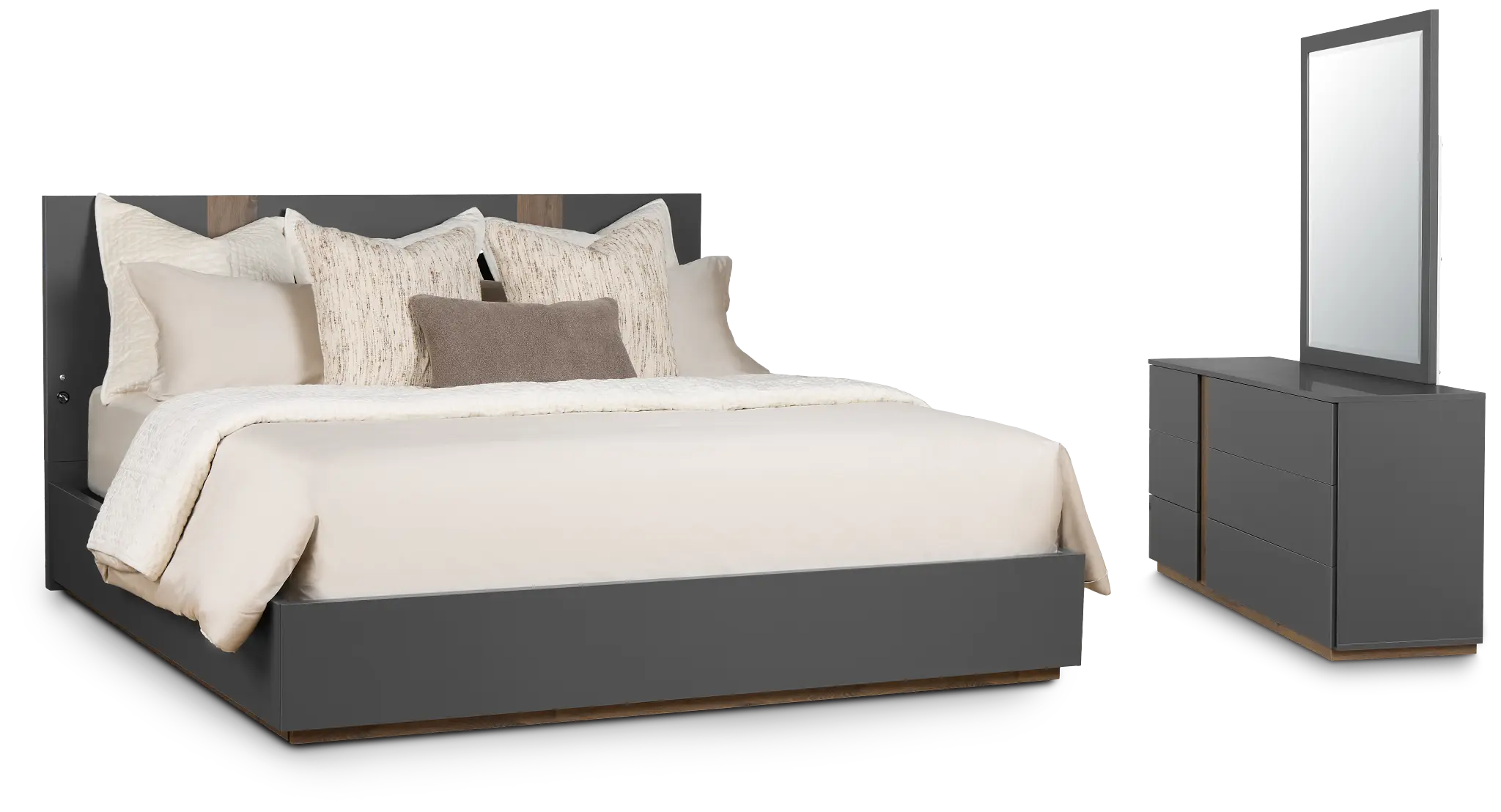 Brasilia Gray Platform Bedroom With Speaker Brasilia Gray Platform Bedroom With Speaker