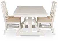Heron Cove White Trestle Rectangular Table & 4 Wood Chairs