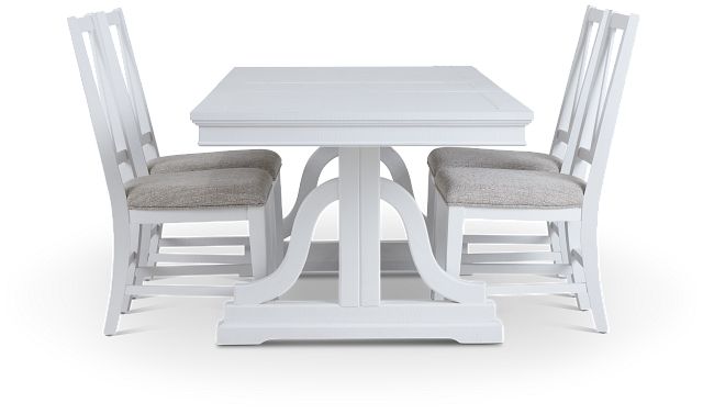 Heron Cove White Trestle Rectangular Table & 4 Wood Chairs