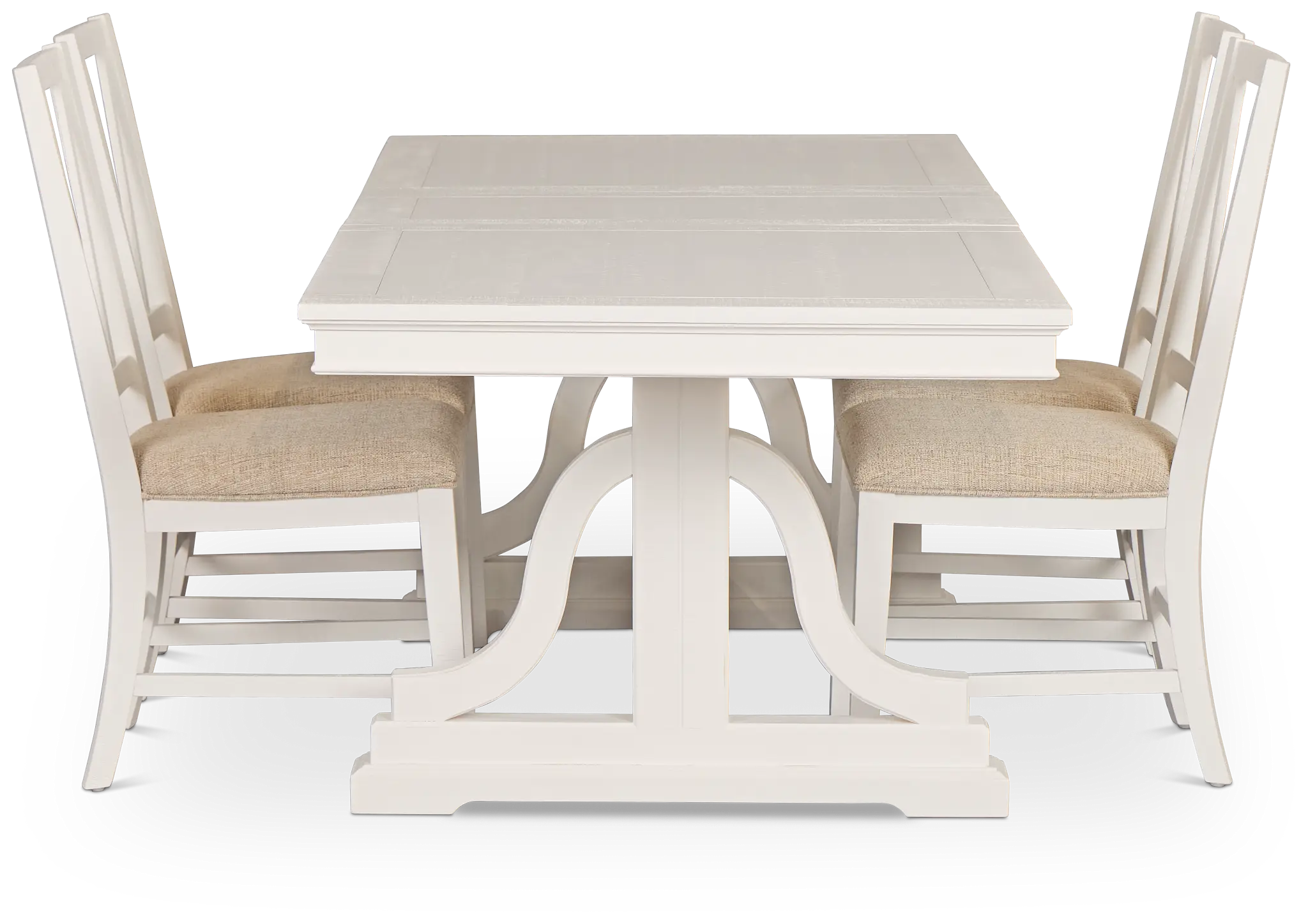 Heron Cove White Trestle Rectangular Table & 4 Wood Chairs Heron Cove White Trestle Rectangular Table & 4 Wood Chairs