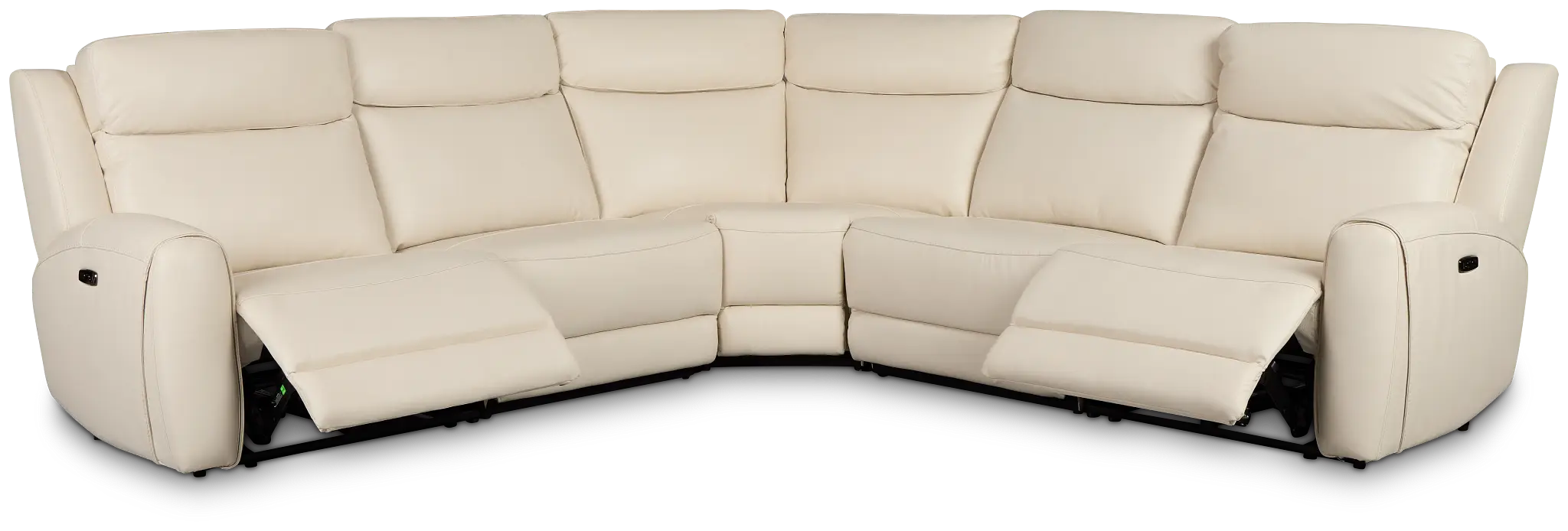 Walker Ivory Lthr/vinyl Small Two-arm Power Reclining Sectional Walker Ivory Lthr/vinyl Small Two-arm Power Reclining Sectional