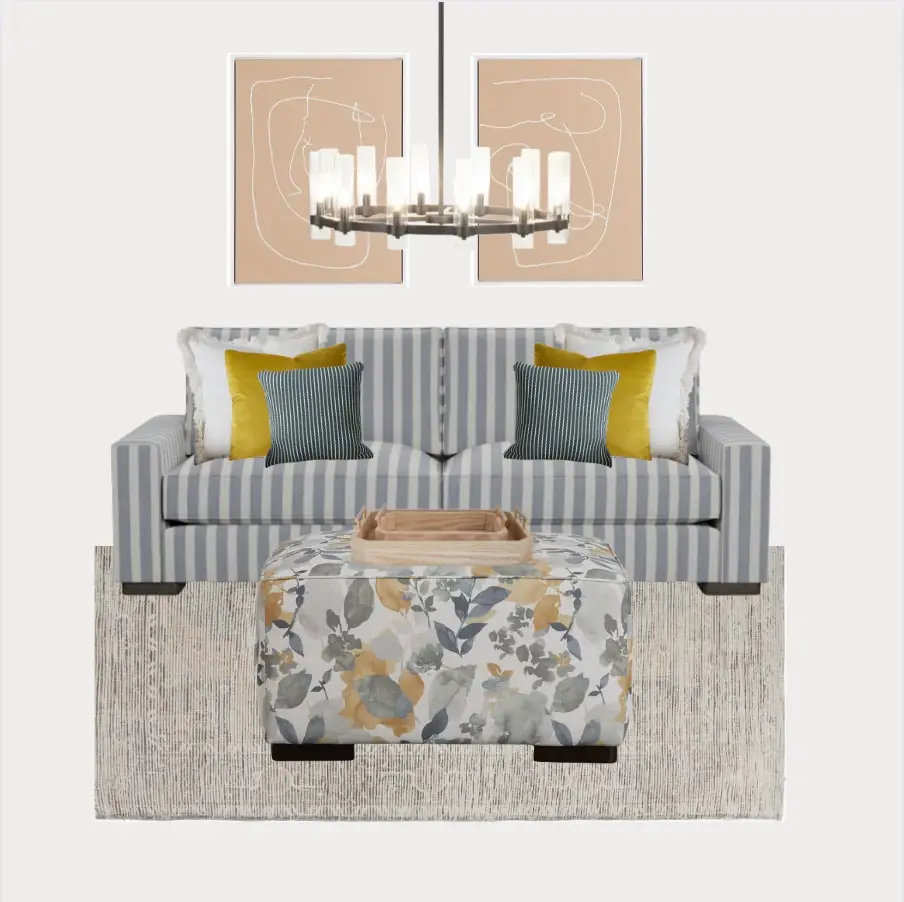 Consider designer Jennifer’s shabby chic example below, spotlighting the Edgewater 96” Sofa in Sea Lane Dark Blue