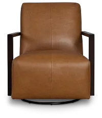 Lucas Dark Brown Leather Swivel Rocker Glider