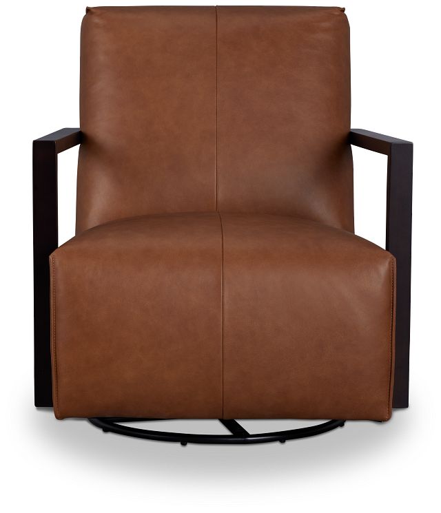 Lucas Dark Brown Leather Swivel Rocker Glider