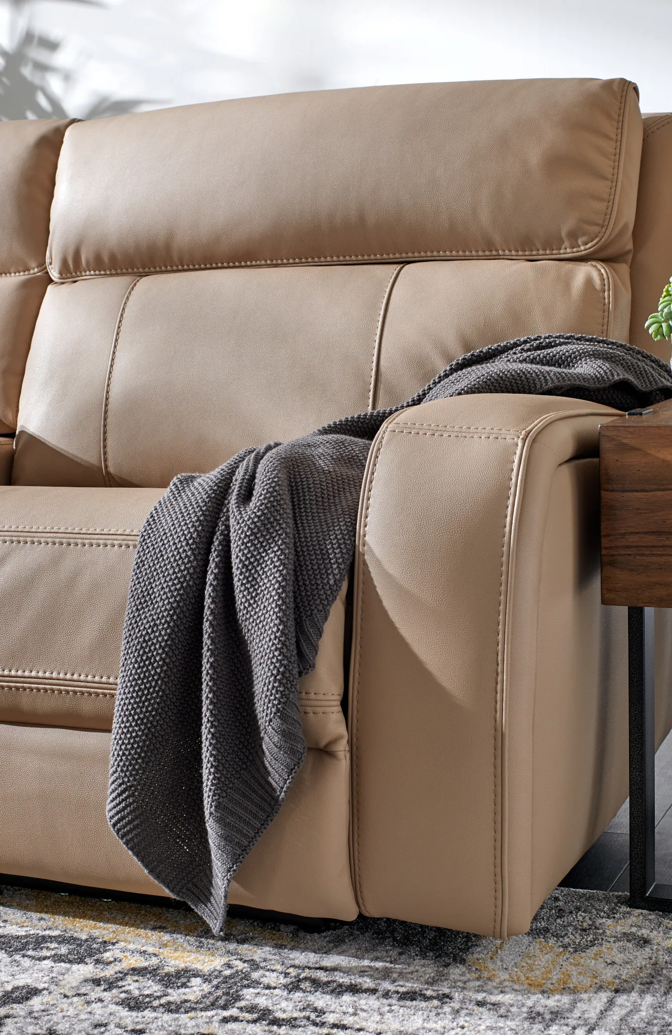 Rhett Taupe Micro Small Triple Power Reclining Two-arm Sectional