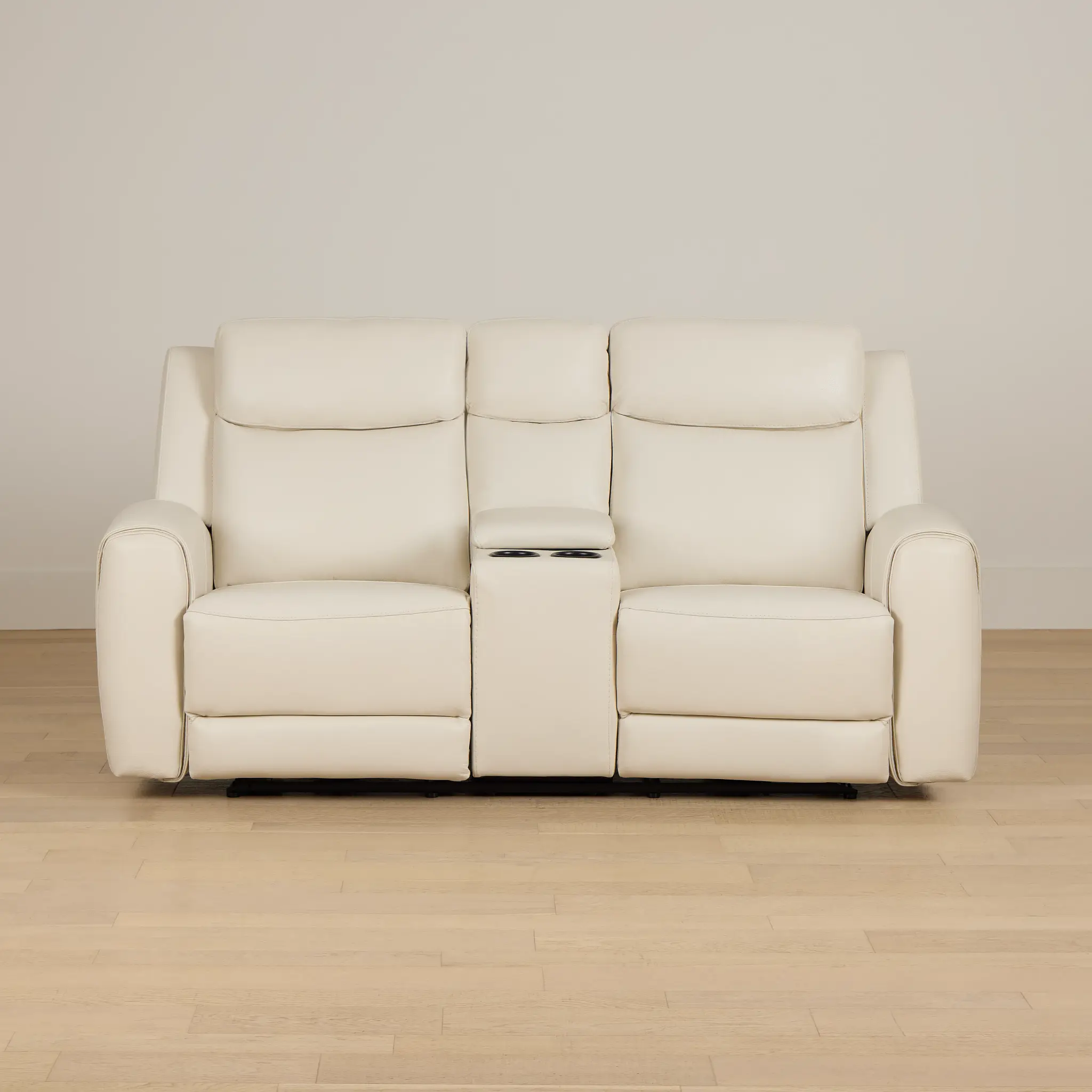 Walker Ivory Lthr/vinyl Power Reclining Console Loveseat W/ Power Headrest Walker Ivory Lthr/vinyl Power Reclining Console Loveseat W/ Power Headrest