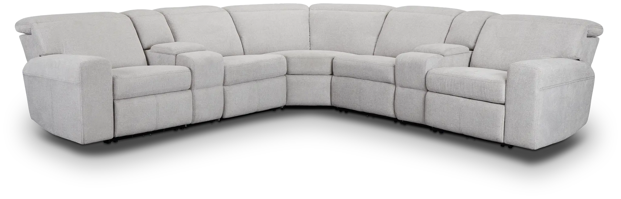 Callum Light Gray Fabric Large Triple Power Reclining Two-arm Sectional Callum Light Gray Fabric Large Triple Power Reclining Two-arm Sectional