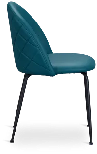 Capri Teal Micro Upholstered Side Chair W/ Black Legs